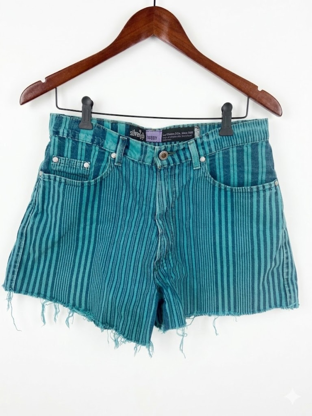 Levi’s Vintage Silver Tab Baggy Striped Cut Off Distressed Frayed Shorts Size 31